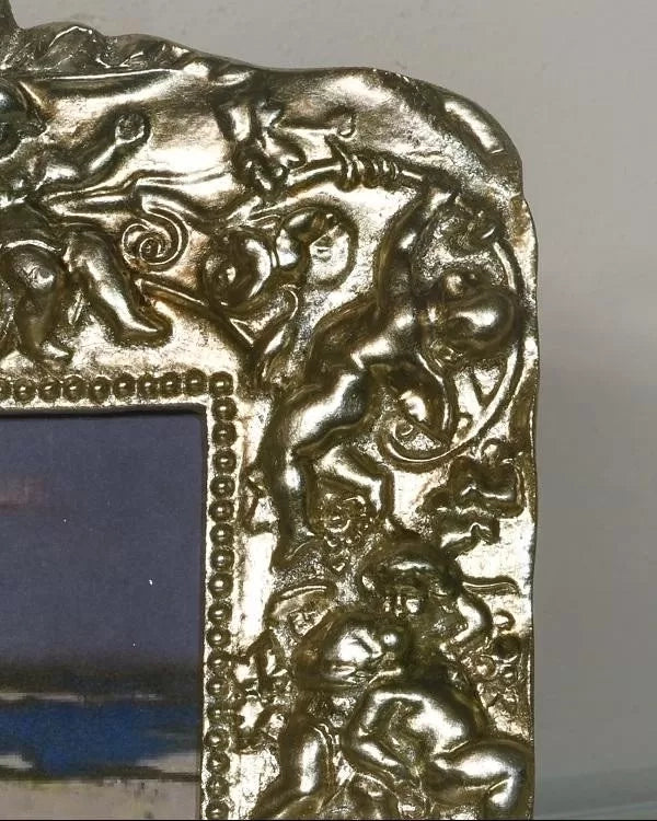 Mobili2g - portafoto in foglia argento rettangolare - misure: l.22 x h.28 x p.2