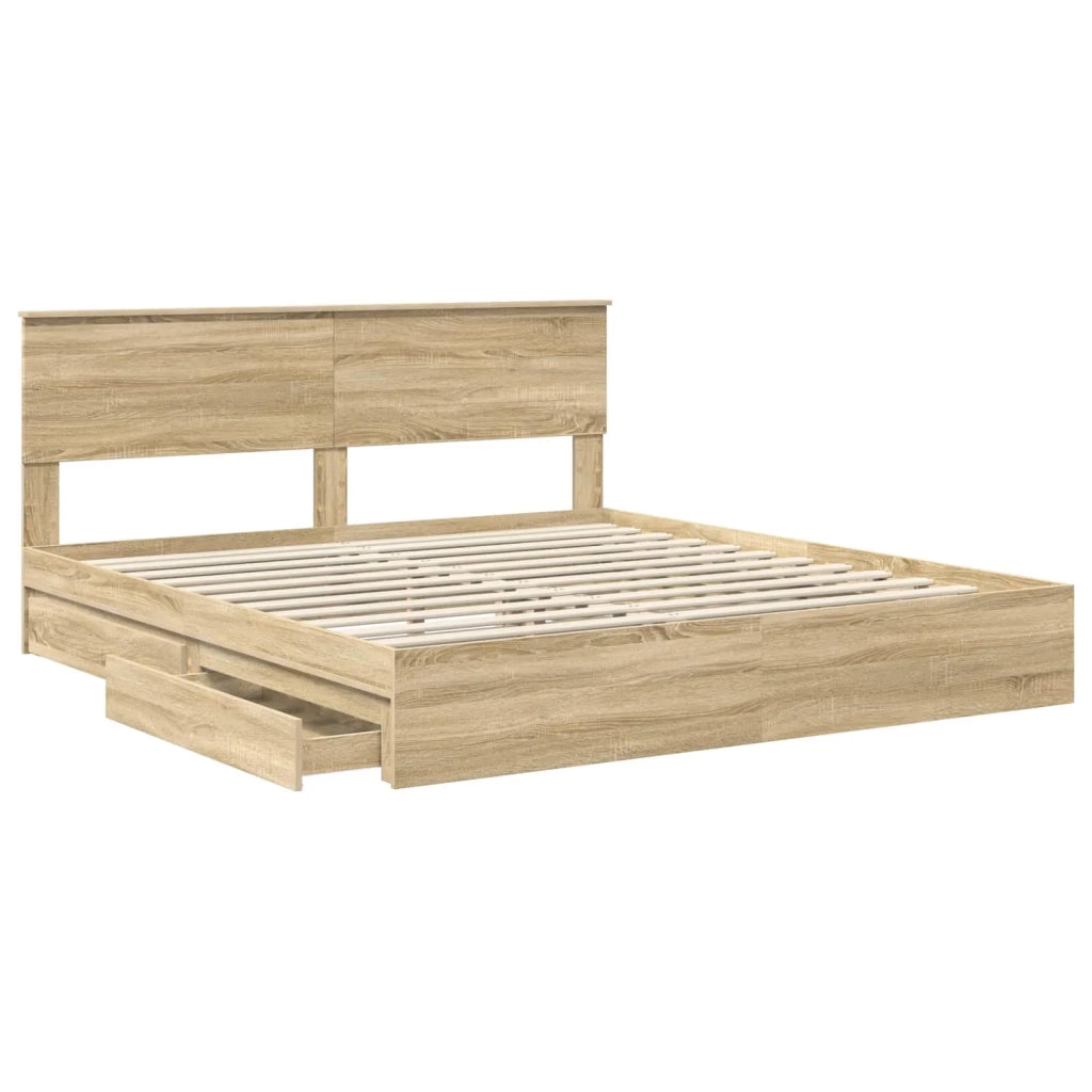 Letto con Contenitore con testiera Rovere Sonoma 180 x 200 cm