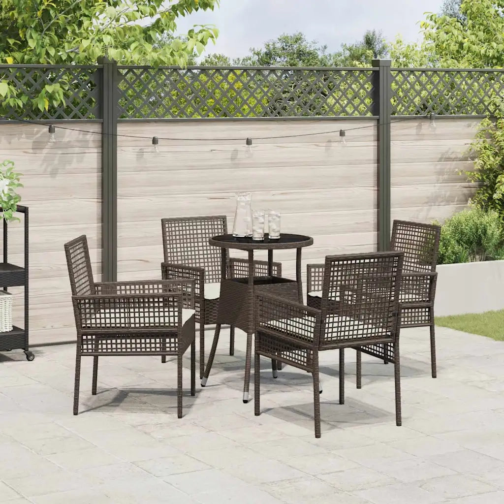 Set da Pranzo per Giardino 5 pz | Set Salotto da Giardino Marrone polyrattan
