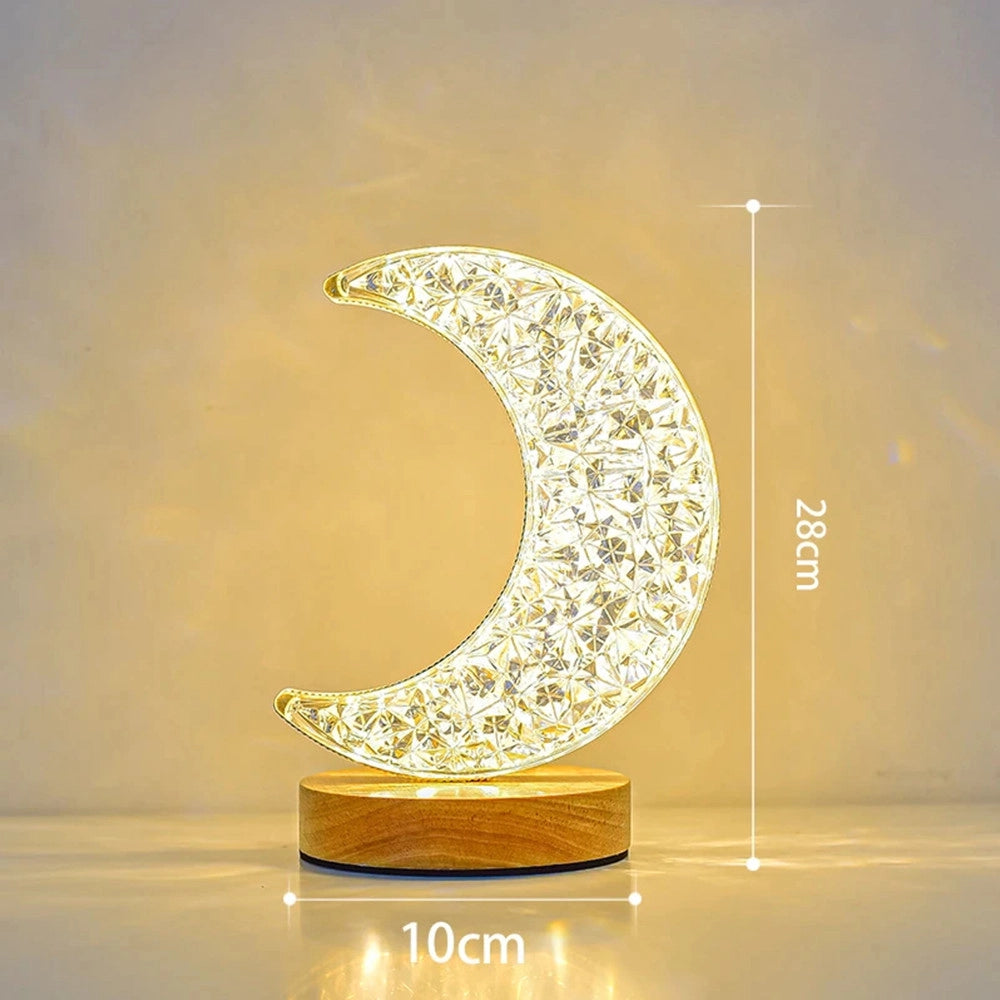 Trade Shop - Lampada Da Tavolo A Forma Di Luna Ricaricabile Usb Touch E 3 Intensità Di Luce -