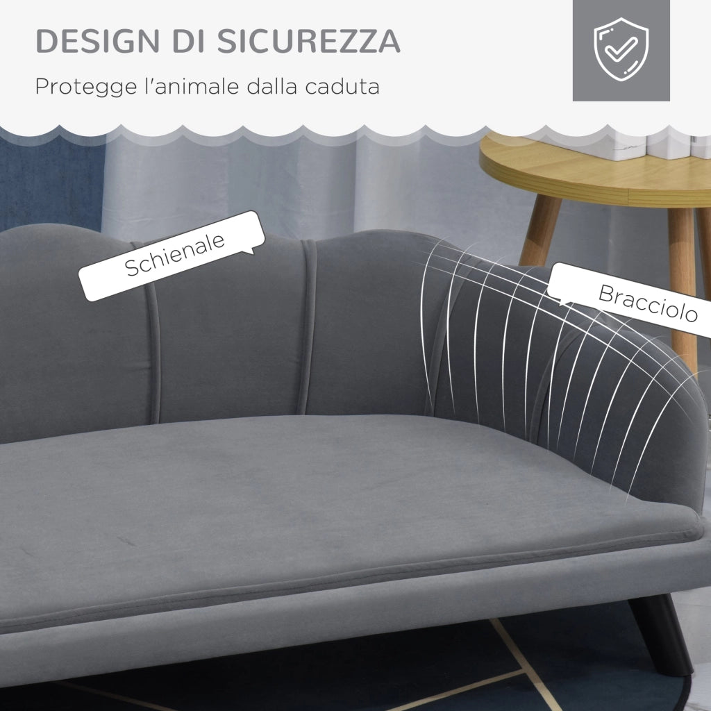 Divano per Cani Taglia Medio-Grande 98,5x60,5Px35 cm in tessuto Grigio