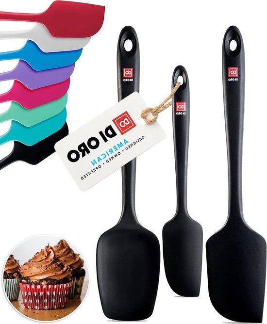 Set di Spatole Silicone 3-Delice - Resistente al Calore - Senza Incollaggio - Spatole da Cucina per Cottura e Frittura - Premio Vincitore - Classe Professionale - Migliori Accessori da Cucina in Silicone