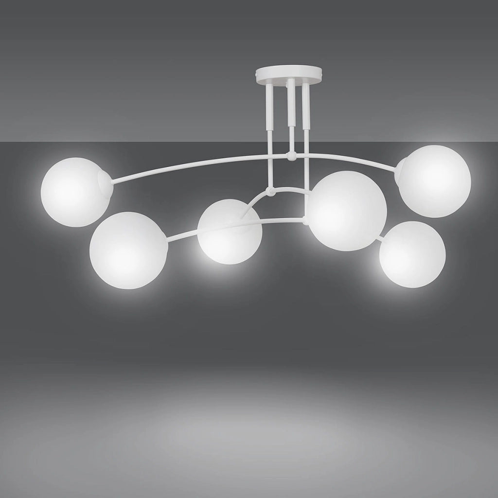 Lampadario Emibig Pregos bianco vetro 6xE14 70cm IP20