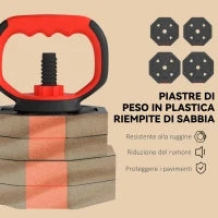 Set Pesi da Palestra 4 in 1 da 30kg, Convertibile in Kettlebell, 2 Manubri, Bilanciere e Supporto Flessioni, Rosso