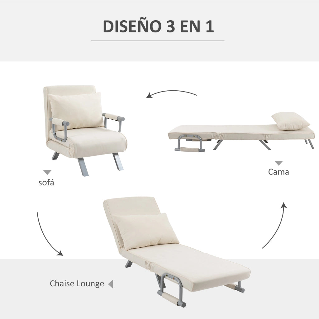 Sedia letto reclinabile con cuscino ¨C zephmum ¨C crema 65x69x80 cm