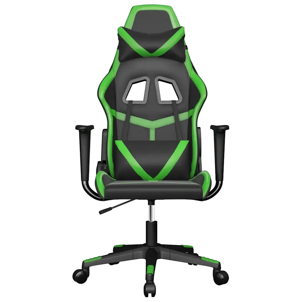 Sedia da Gaming | Sedia da e-sports Massaggiante Nero e Verde in Similpelle