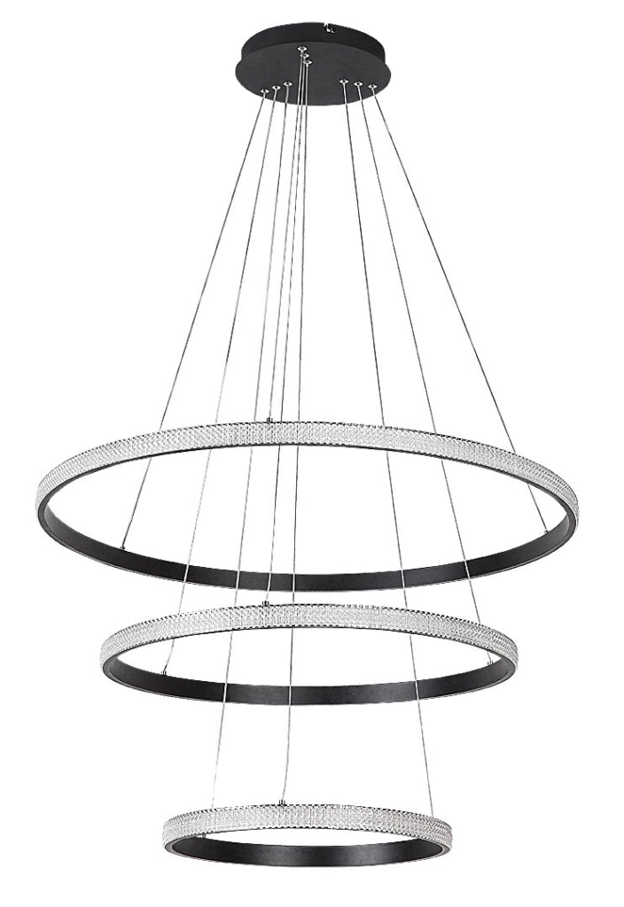 Lampadario LED 100W 3 anelli nero Ø80 Rabalux Grete
