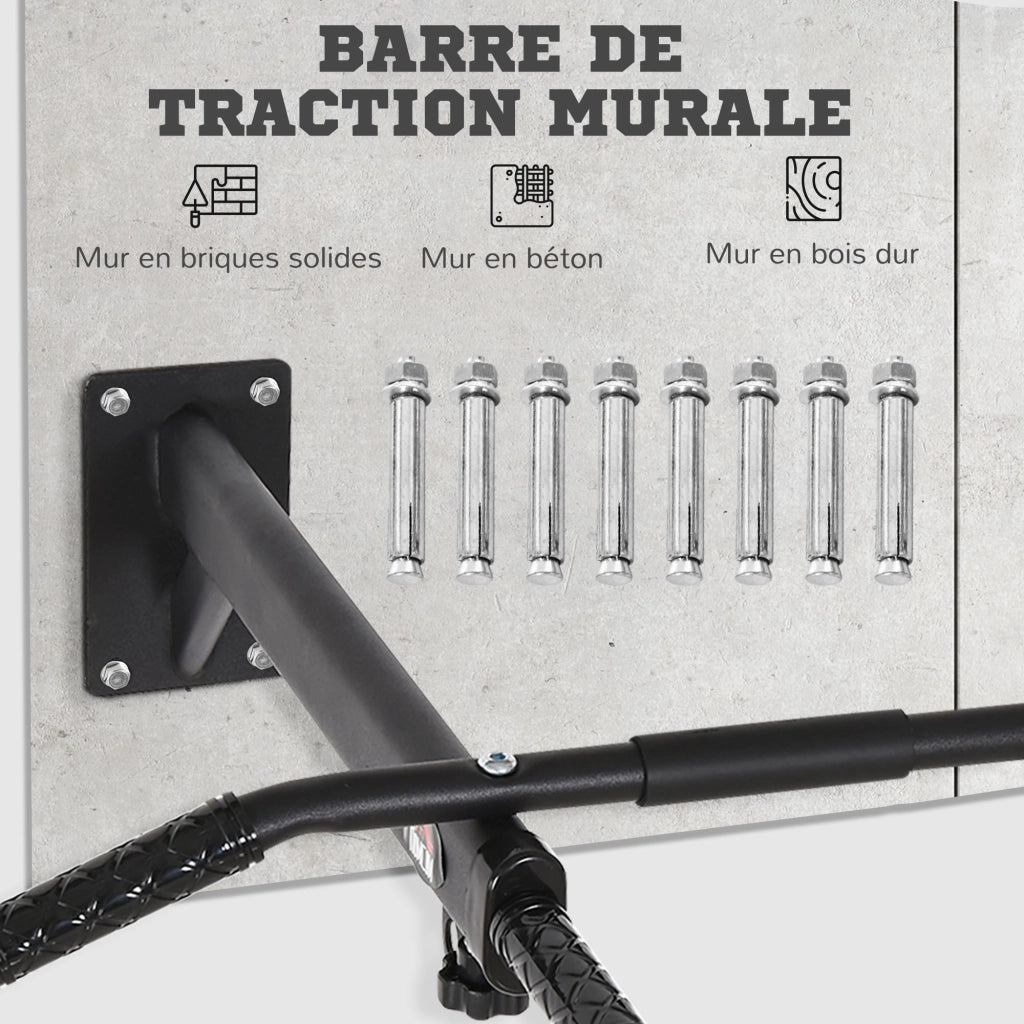 Barra per Trazioni ¨C zephmum ¨C Supporto da Parete, Acciaio, Nero