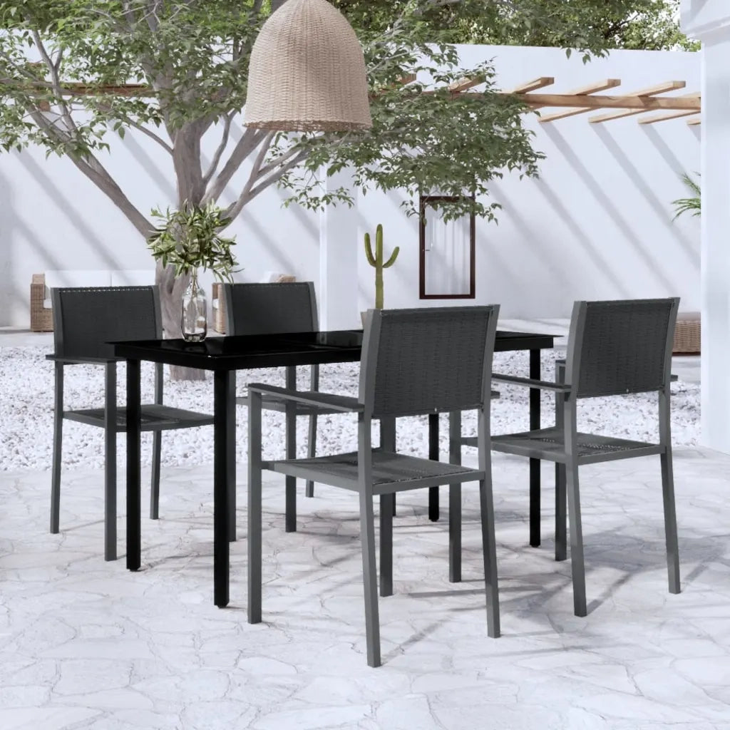 Set da Pranzo da Giardino 5 pz Nero 3099265