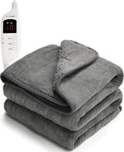 Decongestionatore elettrico - Coperta riscaldata con controller digitale e timer - 9 impostazioni di temperatura - spegnimento automatico - lavabile - misura singola 130 x 160 cm - shearling grigio scuro
