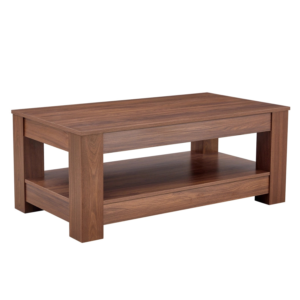 TAVOLO BASSO Rettangolare 111,5 x 62 x 21,5 cm Effetto Noce MDF a doppio livello