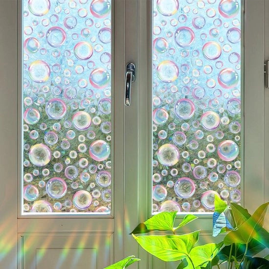 Foglia di Protezione per Finestre con Bubboni Arcobaleno - Adesivi Decorativi Statici
