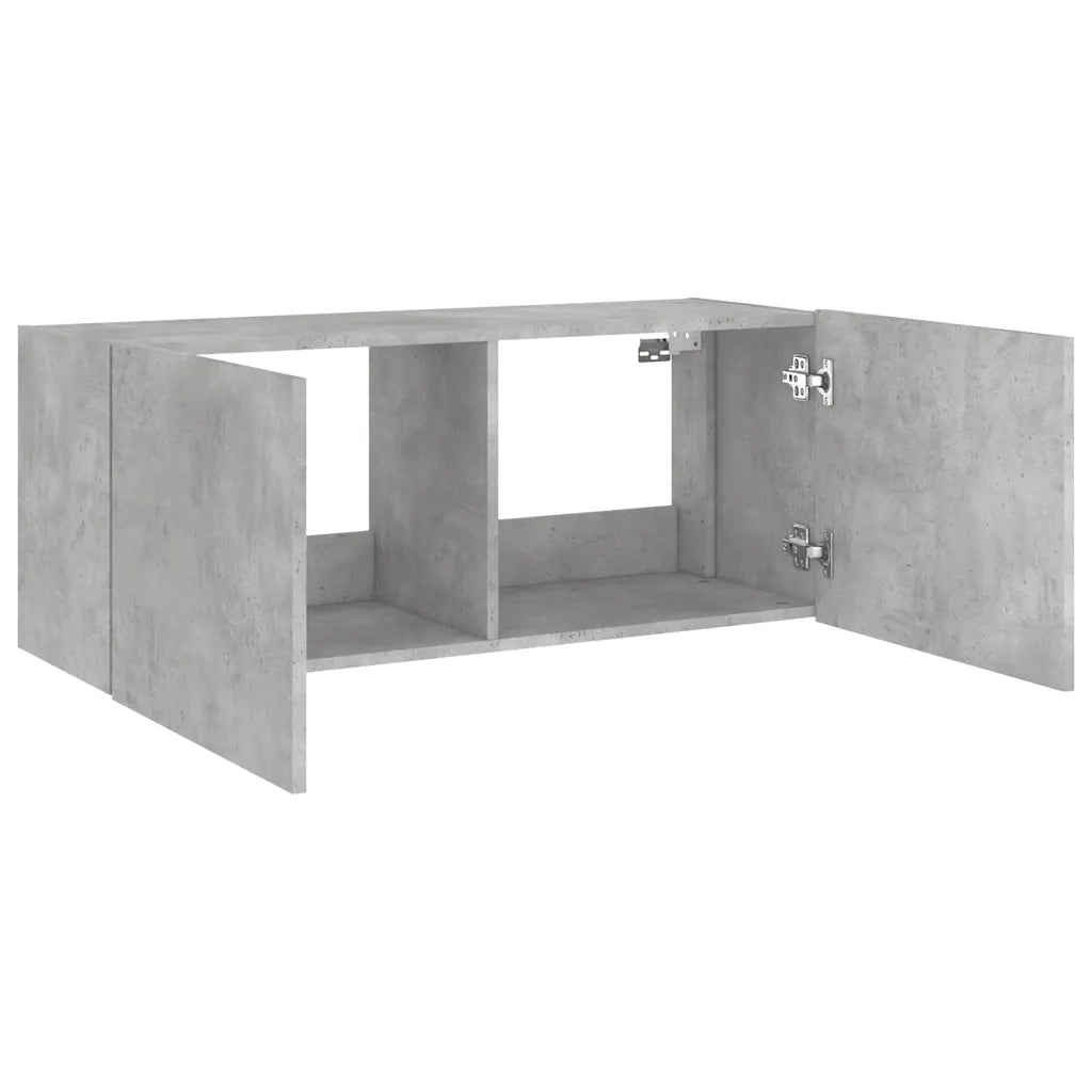 Mobile TV a Parete con Luci LED Grigio Cemento 100x35x41 cm 837326