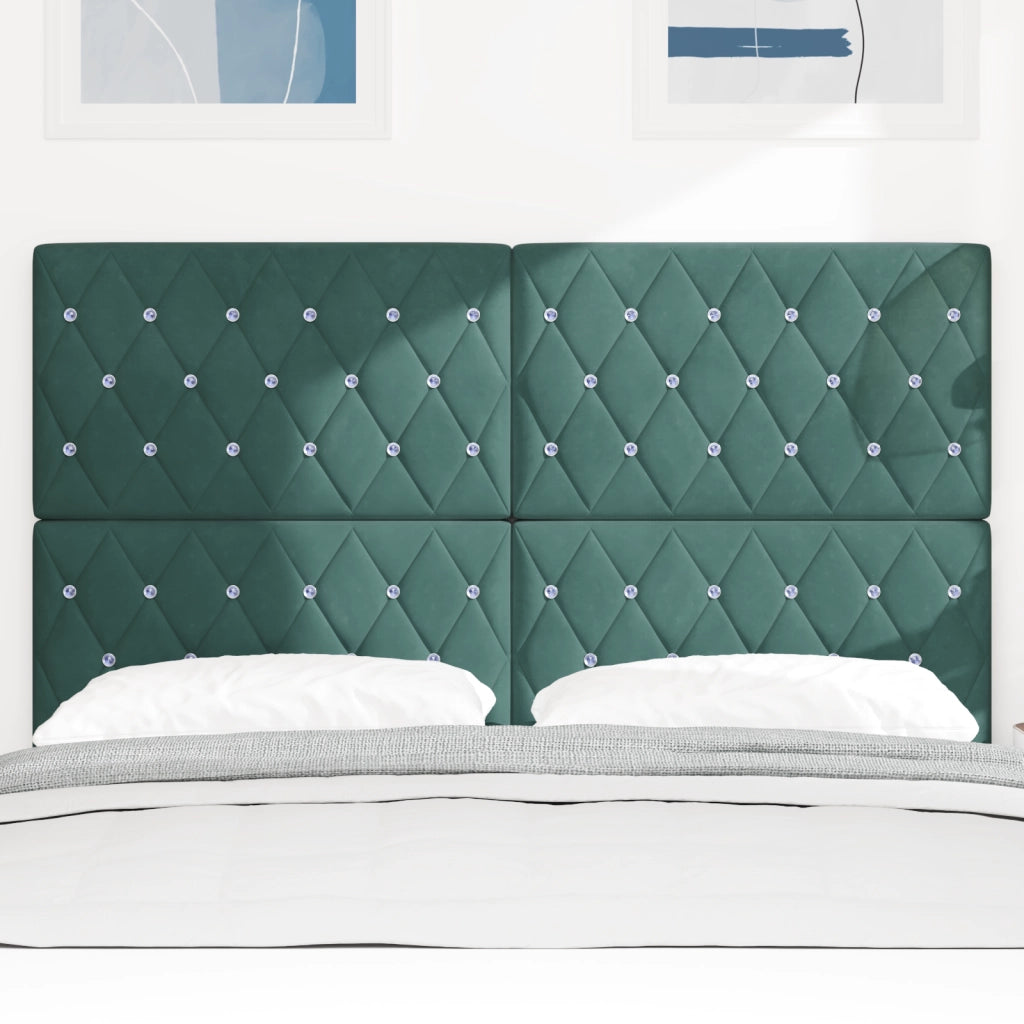 Testiera con bottoni in cristallo trapuntati Verde Scuro 140 cm Velluto