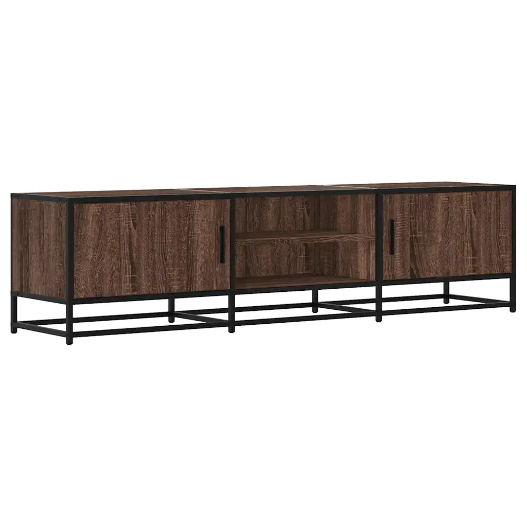 Mobile TV Rovere Marrone 160x35x41 cm Legno Multistrato Metallo