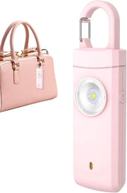 Alarme Personale - 130 dB - Suono e Luce Intensa - Alarme di Sicurezza Personale - Chiave Ospite - Torcia da Porta - Protezione Personale - Segnale di Emergenza - Alarme per Anziani, Donne e Bambini - Rosa