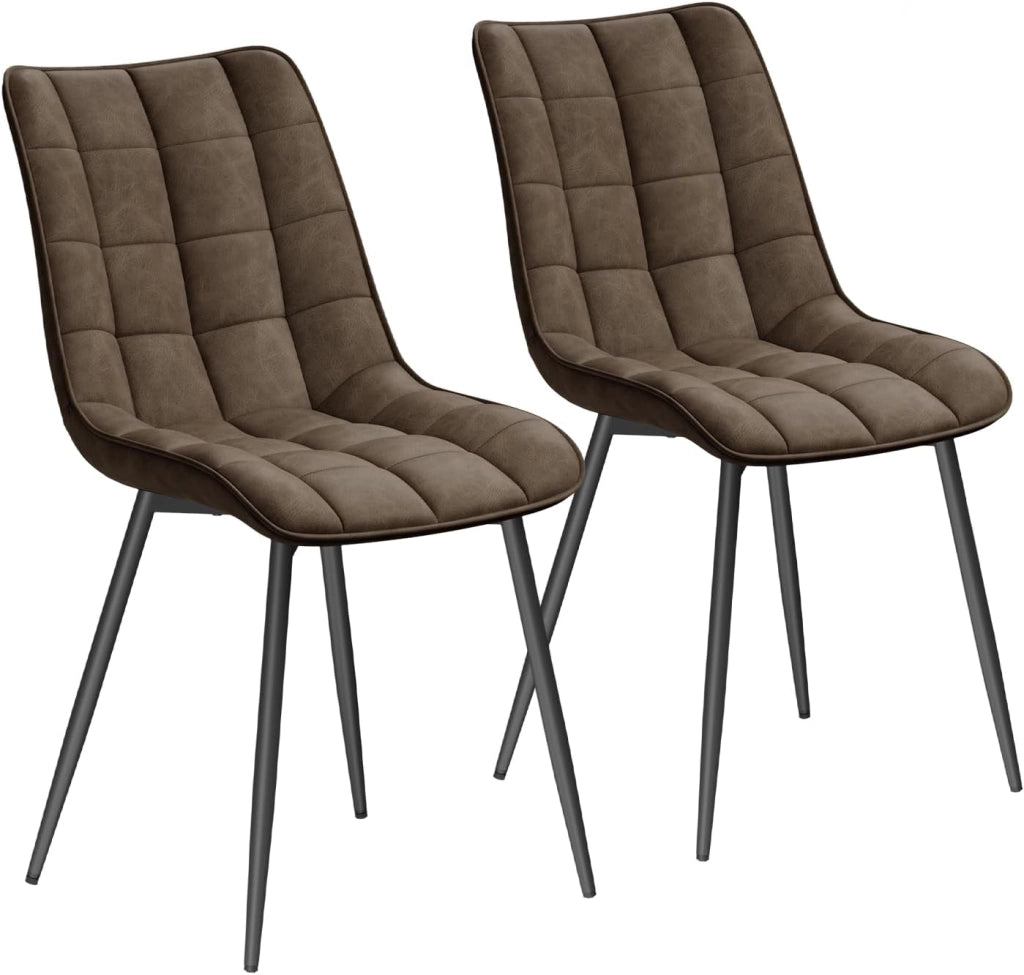 Sedie da Pranzo con Schienale senza Braccioli Sgabello in Ecopelle per Cucina Marrone BH207br-2