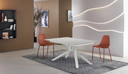 Tavolo Allungabile Pulse 25 Moderno con Piano in Melaminico Cemento Bianco Opaco e Struttura in Metallo Bianco - 140-190x90 cm