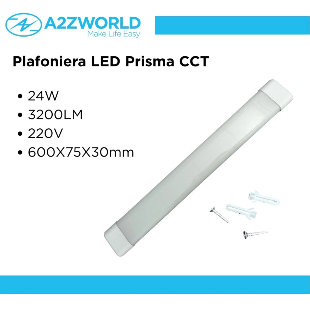 Plafoniera LED Prisma CCT, Reglette Led 60cm 24W 3200LM 220V, Barra Led Da Soffitto, 600X75X30mm
