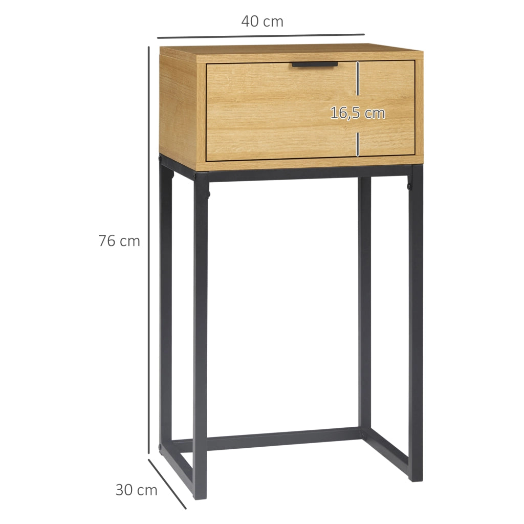 Tavolino da caff¨¨ con cassetto ¨C Zephmum ¨C Naturale Acciaio 40x30x76