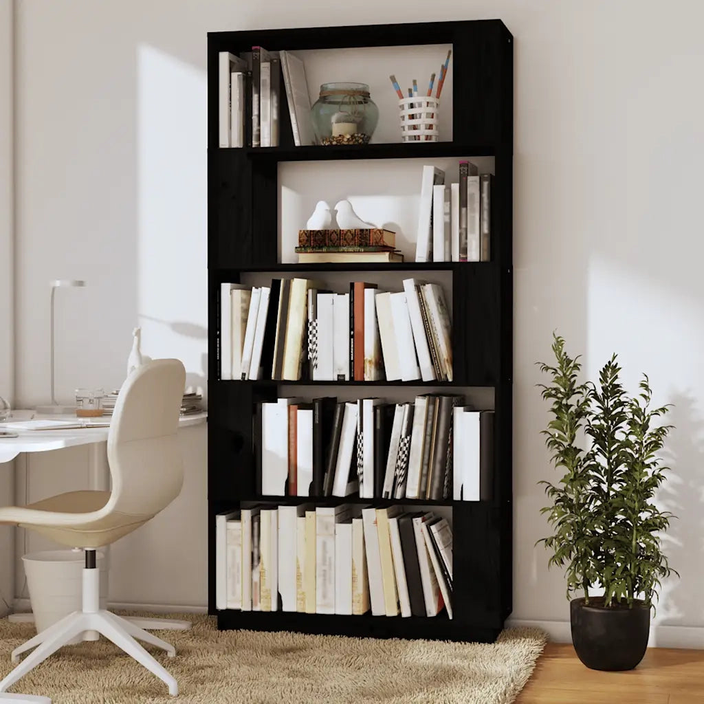 Libreria Divisorio-Scaffale per Libri-Mobile di Stoccaggio Bianco 80x25x163,5 cm Legno Massello