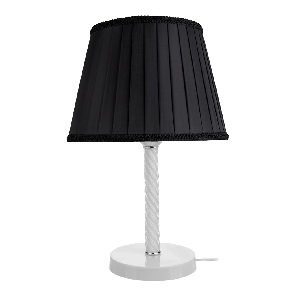 Lampada da scrivania in metallo vetro e tessuto 40 cm E27 bianco/nero 03_0007377