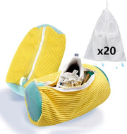 Wash zak 2 in 1 per scarpe, lavatrice, sacchetto lavabile con cerniera, pulizia 360°, sacchetto morbido per scarpe, sneakers, tennis e pantofola, giallo