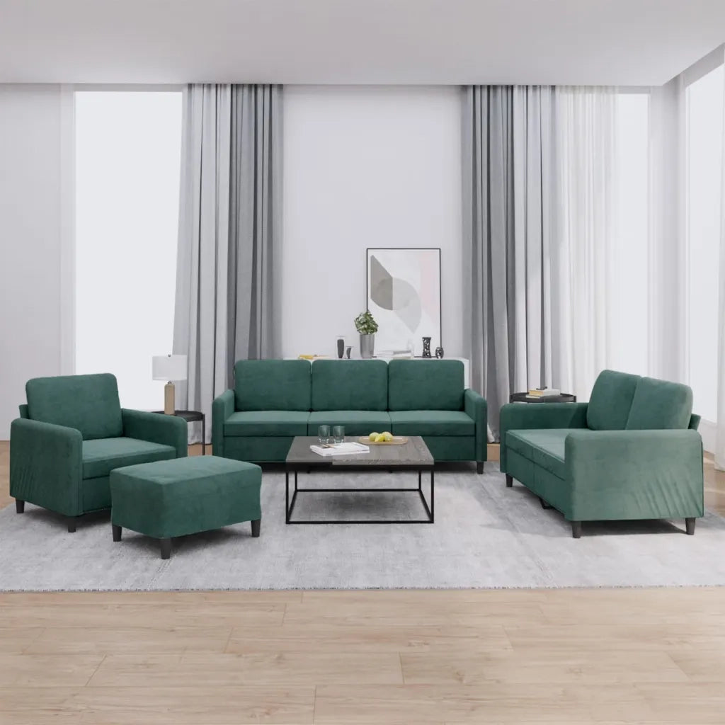 Set di Divani 4 pz Verde Scuro in Vellutocod mxl 80293