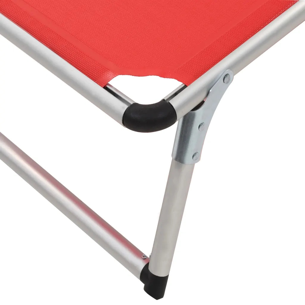 Lettino Pieghevole con Tettuccio Alluminio e Textilene Rosso 44334