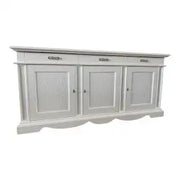 Credenza madia Alberta in legno 3 ante 3 cassetti bianco opaco con rilievo