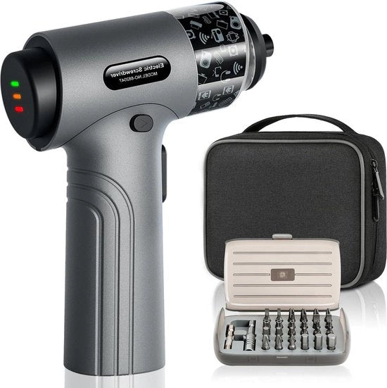 Schizzo a batteria con 32 accessori - ricaricabile - batteria 2500 mAh - illuminazione LED - tasca portatile - coppia 5 Nm