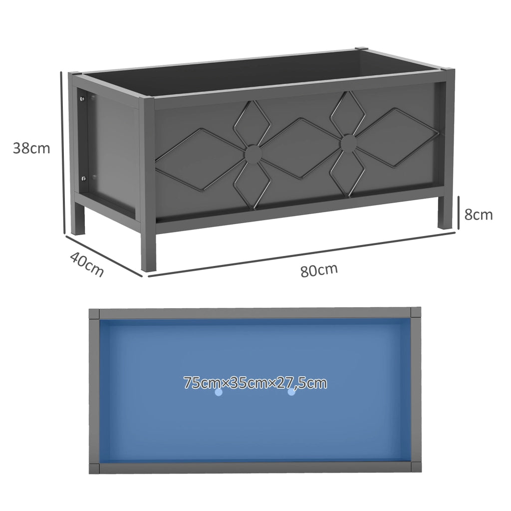Jardiniere Rialzata Esterno ¨C zephmum ¨C Rettangolare Nero 80x40x38