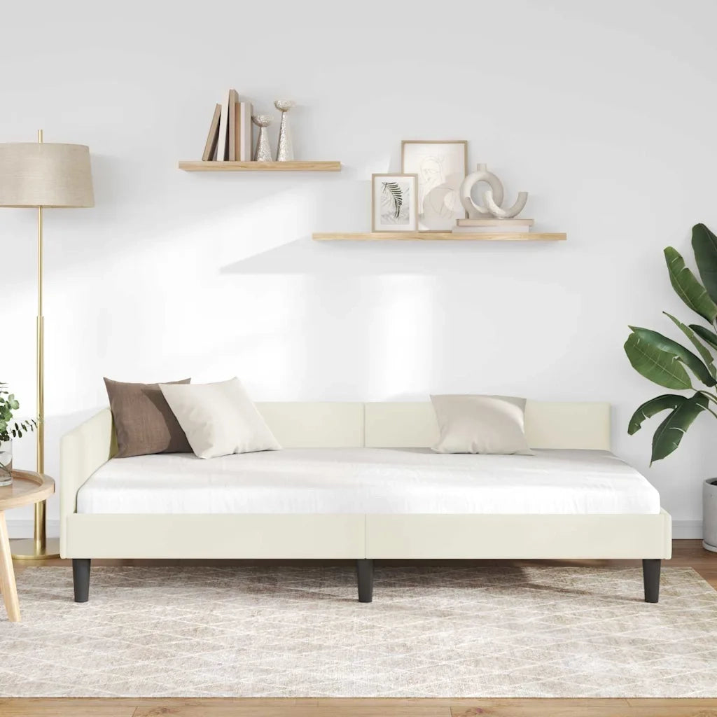 Cornice del letto ad angolo con testiera Crema 90 cm x 190 cm