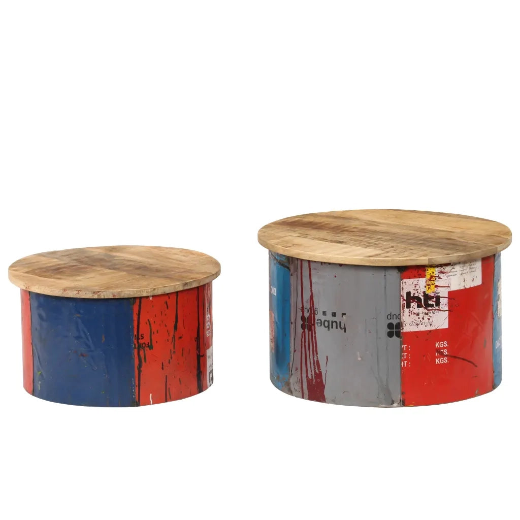 Tavolini da CaffÃ¨ 2 pz in Legno Massello di Mango cod mxl 26064
