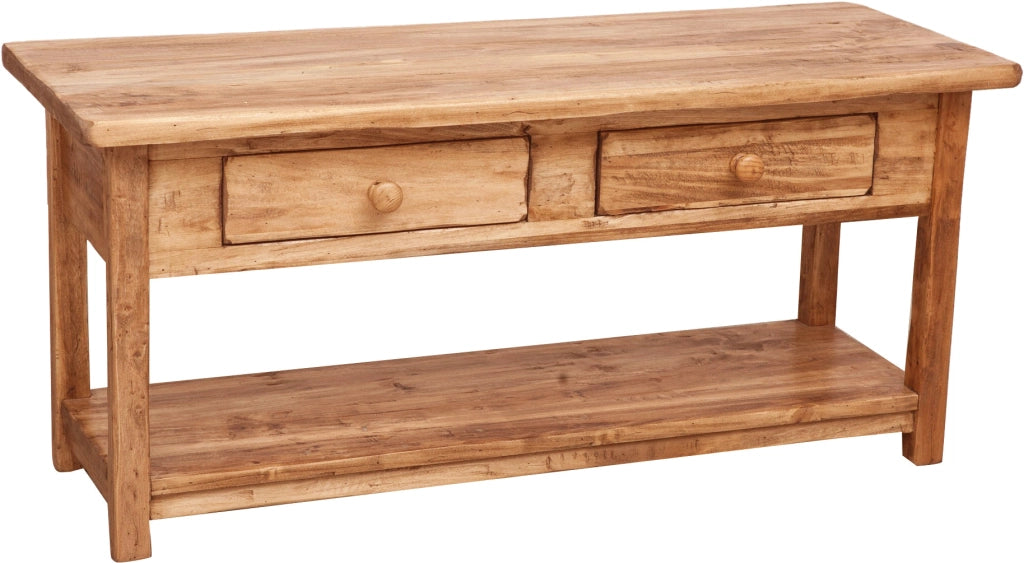 Biscottini Mobile porta tv Country in legno massello di tiglio finitura naturale L110xPR40xH50 cm. Made in Italy