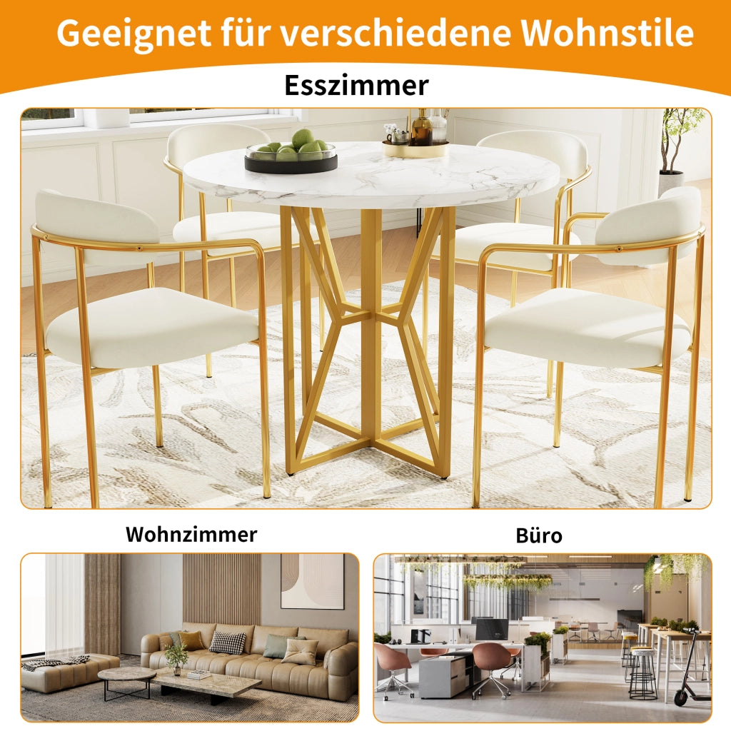 TAVOLO DA PRANZO 80x80x76 cm MDF e metallo colore oro