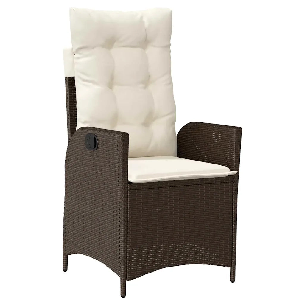 Set da Pranzo per Giardino con cuscino 3 pcs Marrone polyrattan