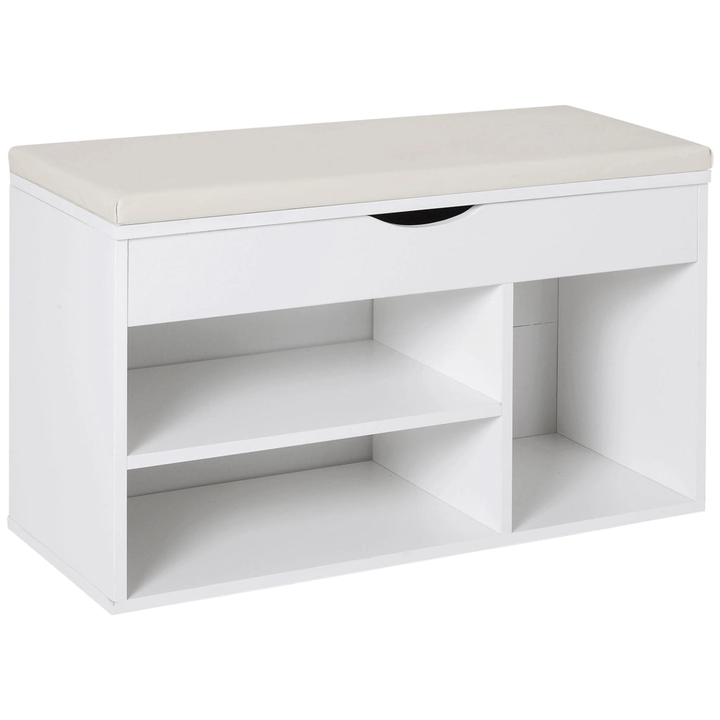 Panca Scarpiera con Sedile Imbottito ¨C Zephmum ¨C Bianco 80x30x47cm