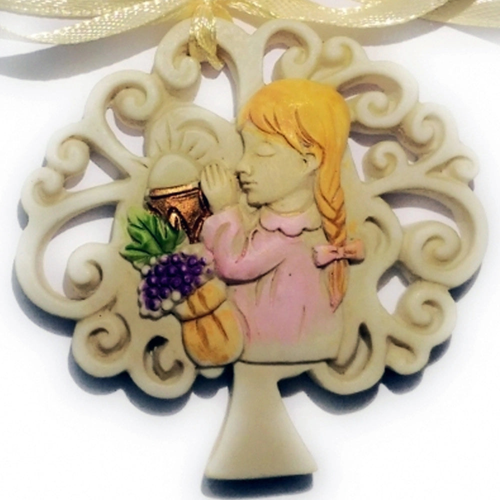 Trade Shop - Bomboniere Per Prima Comunione Bambina Albero Della Vita In Ceramica Appendino -