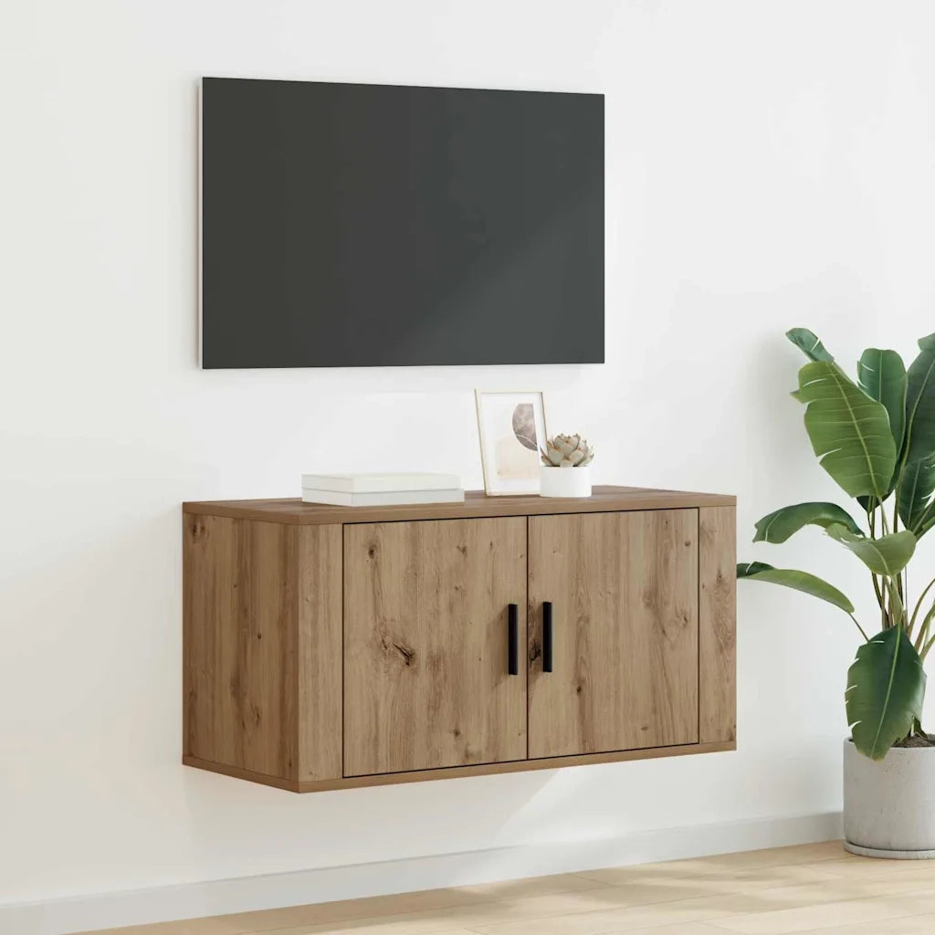 Mobile TV da parete 80 x 34,5 x 40 cm rovere artigianale 881151