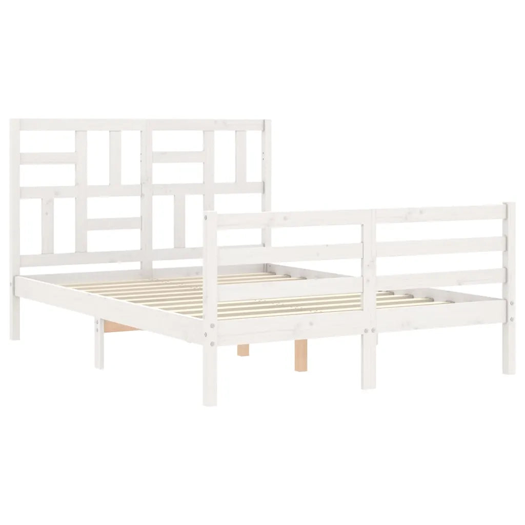 Giroletto con Testiera-Struttura Letto con testiera Bianco 140x190 cm in Legno Massello 979851