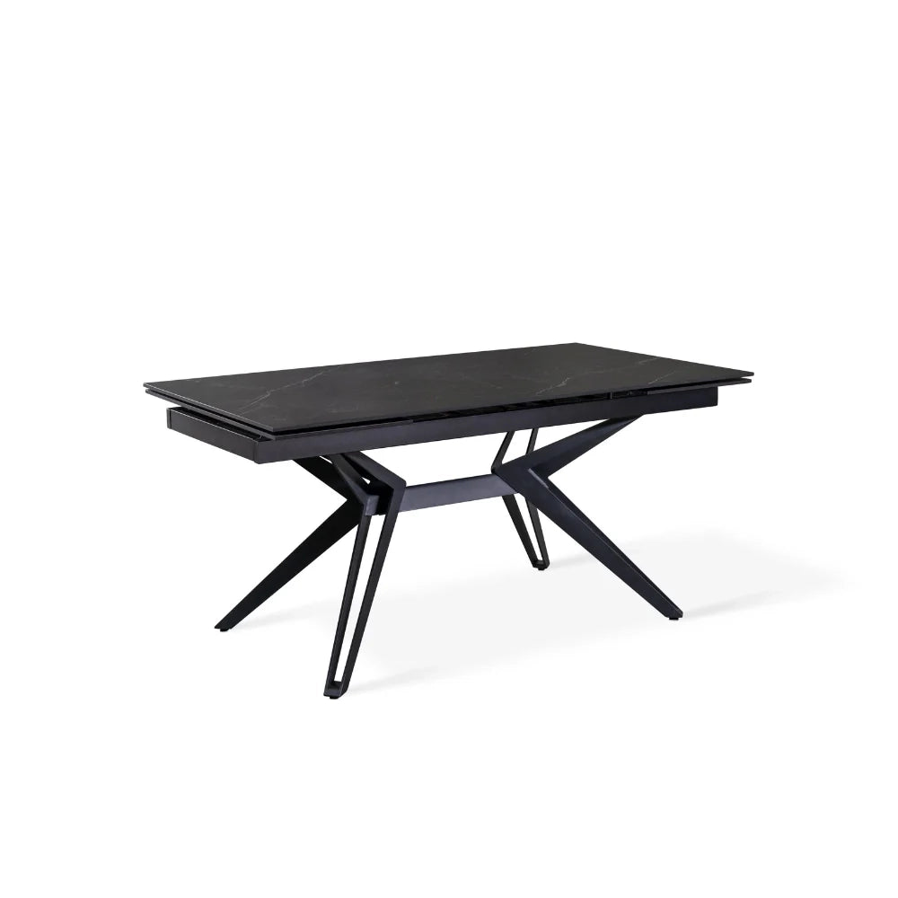 Tavolo da pranzo allungabile in ceramica effetto marmo nero Iulius 160-240x90 cm fino a 10 posti | Duzzle