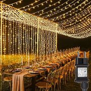 Decorazione di Natale a Led 3 m x 3 m - 300 led - Con cavo - 8 modi - Per esterno - Impermeabile - Catena di luce a cascata - Sala da ballo, giardino, pergola esterno interno