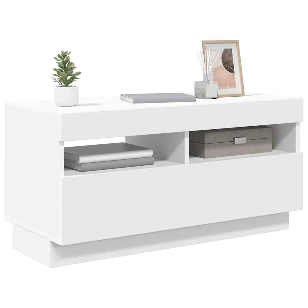 Mobile Porta TV con Luci LED Bianco 80x35x40 cm