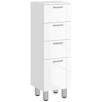kleankin Mobiletto Bagno in Truciolato con 4 Cassetti e Base Rialzata, 30x30x93 cm, Bianco