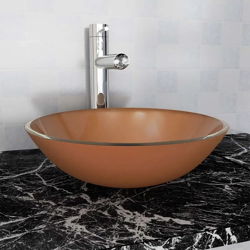 Lavandino in Vetro Temperato 42 cm Marrone CFW8233723