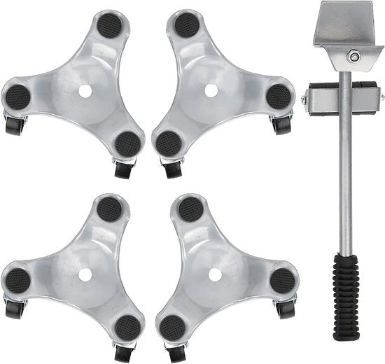 Set di trasporto di mobili - Lifter argentato - Piattaforma per oggetti pesanti - 400KG - Chiave inglese regolabile.