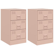 Set di 2 Comodini | Armadio da Notte | Mobiletto da notte Rosa 34,5x39x62 cm in Acciaio