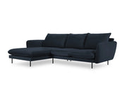 Cosmopolitan Design - Divano angolare sinistro "Vienna" 5 posti in velluto blu scuro 