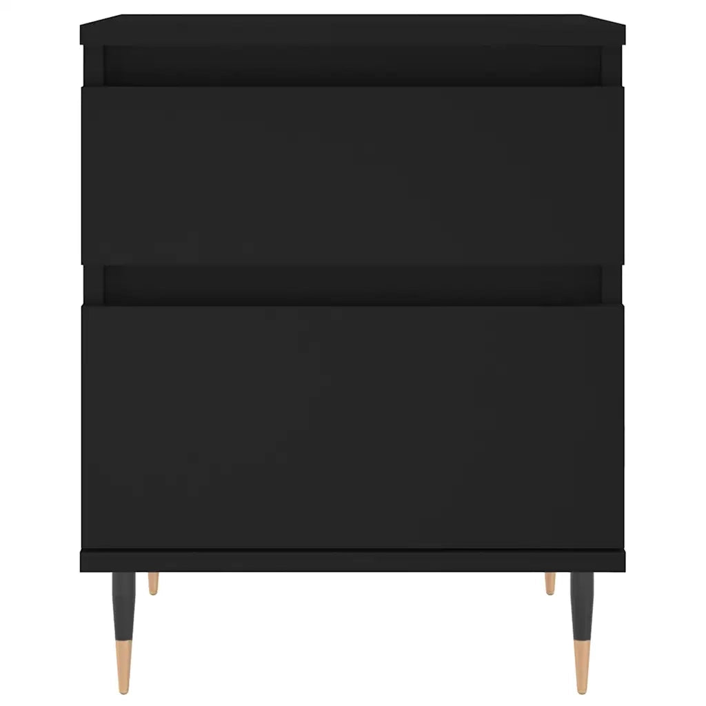 Comodini 2pz Neri 40x35x50 cm in Legno Multistrato